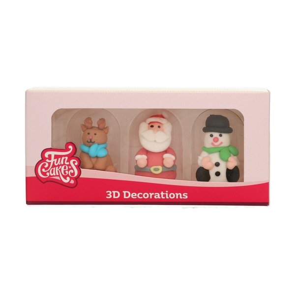 FunCakes Suikerdecoratie 3D Kerstfiguren Set/3